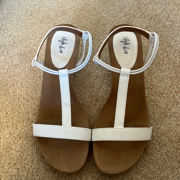 Style & Co White Wedge Sandals - Picture 1 of 6